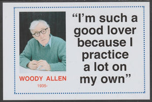 Famous Quotations - Woody Allen on 6x4 in (150 x 100 mm) glossy card, unused and fine