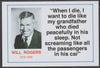 Famous Quotations - Will Rogers on 6x4 in (150 x 100 mm) glossy card, unused and fine