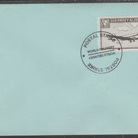 Guernsey - Alderney 1971 POSTAL STRIKE unaddressed cover bearing 6d Douglas DC-3 cancelled with World Delivery postmark