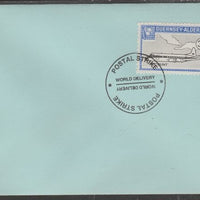 Guernsey - Alderney 1971 POSTAL STRIKE unaddressed cover bearing 3s Viscount cancelled with World Delivery postmark