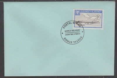 Guernsey - Alderney 1971 POSTAL STRIKE unaddressed cover bearing 3s Viscount cancelled with World Delivery postmark