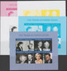 Madagascar 2020 John Kennedy & Marilyn Monroe imperf sheetlet containing 4 values - the set of 5 imperf progressive proofs comprising the four individual colours plus all 4-colour composite, unmounted mint