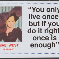 Famous Quotations - Mae West on 6x4 in (150 x 100 mm) glossy card, unused and fine