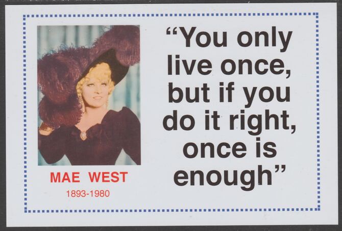 Famous Quotations - Mae West on 6x4 in (150 x 100 mm) glossy card, unused and fine