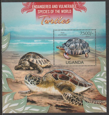 Uganda 2013 Endangered Species - Turtles perf souvenir sheet,containing 1 value unmounted mint.