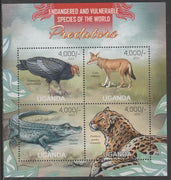 Uganda 2013 Endangered Species - Predators perf sheetlet containing 4 values unmounted mint.