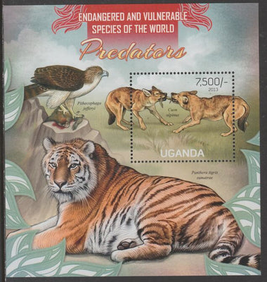 Uganda 2013 Endangered Species - Predators perf souvenir sheet,containing 1 value unmounted mint.