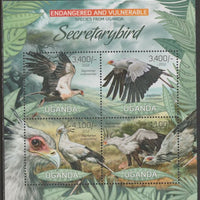 Uganda 2012 Endangered Species - Secretary Bird #2 perf sheetlet containing 4 values unmounted mint.