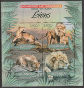 Uganda 2012 Endangered Species - Lions #1 perf sheetlet containing 4 values unmounted mint.
