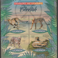 Uganda 2012 Endangered Species - Cheetah perf sheetlet containing 4 values unmounted mint.