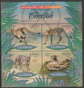 Uganda 2012 Endangered Species - Cheetah perf sheetlet containing 4 values unmounted mint.