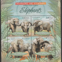 Uganda 2012 Endangered Species - Elephants #1 perf sheetlet containing 4 values unmounted mint.