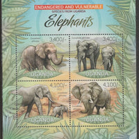 Uganda 2012 Endangered Species - Elephants #2 perf sheetlet containing 4 values unmounted mint.