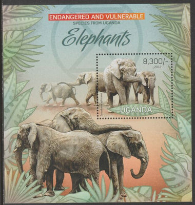 Uganda 2012 Endangered Species - Elephants #2 perf souvenir sheet,containing 1 value unmounted mint.