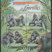 Uganda 2012 Endangered Species - Gorillas perf sheetlet containing 4 values unmounted mint.