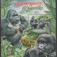 Uganda 2012 Endangered Species - Gorillas perf souvenir sheet,containing 1 value unmounted mint.