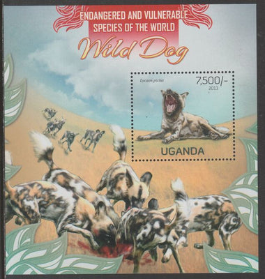 Uganda 2013 Endangered Species - Wild Dogs perf souvenir sheet,containing 1 value unmounted mint.