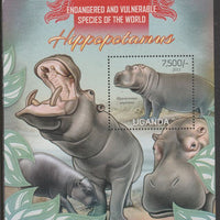 Uganda 2013 Endangered Species - Hippos perf souvenir sheet,containing 1 value unmounted mint.