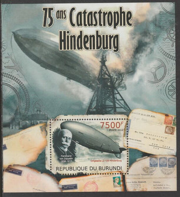 Burundi 2012 75th Anniversary of Hindenburg Disaster perf souvenir sheet,containing 1 value unmounted mint.