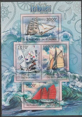 Burundi 2012 Sailing Ships perf sheetlet containing 4 values unmounted mint.