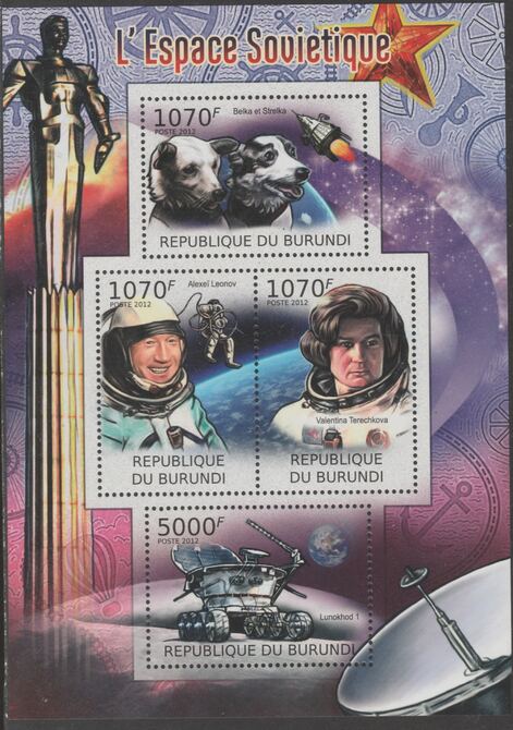 Burundi 2012 Soviet Space perf sheetlet containing 4 values unmounted mint.