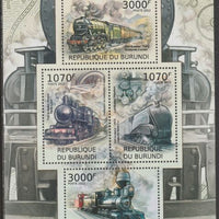 Burundi 2012 Steam Trains perf sheetlet containing 4 values unmounted mint.