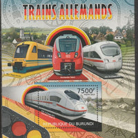 Burundi 2012 German Trains perf souvenir sheet,containing 1 value unmounted mint.t.