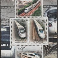 Burundi 2012 Chinese Trains perf sheetlet containing 4 values unmounted mint.