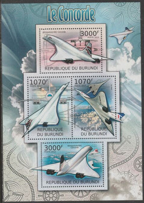 Burundi 2012 Concorde perf sheetlet containing 4 values unmounted mint.
