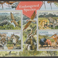 Uganda 2012 Endangered Species perf sheetlet containing 4 values unmounted mint.
