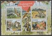 Uganda 2012 Endangered Species perf sheetlet containing 4 values unmounted mint.