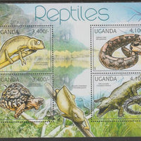 Uganda 2012 Reptiles perf sheetlet containing 4 values unmounted mint.