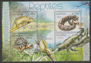 Uganda 2012 Reptiles perf sheetlet containing 4 values unmounted mint.