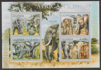 Uganda 2012 African Elephants perf sheetlet containing 4 values unmounted mint.