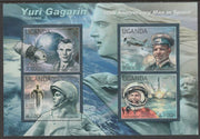 Uganda 2012 Yuri Gagarin perf sheetlet containing 4 values unmounted mint.