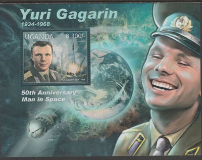 Uganda 2012 Yuri Gagarin perf souvenir sheet,containing 1 value unmounted mint.t.
