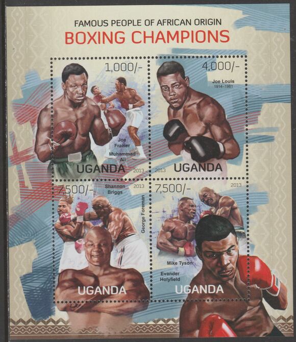 Uganda 2013 Boxing Champions perf sheetlet containing 4 values unmounted mint.