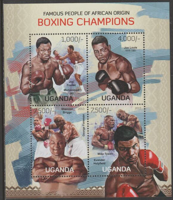 Uganda 2013 Boxing Champions perf sheetlet containing 4 values unmounted mint.
