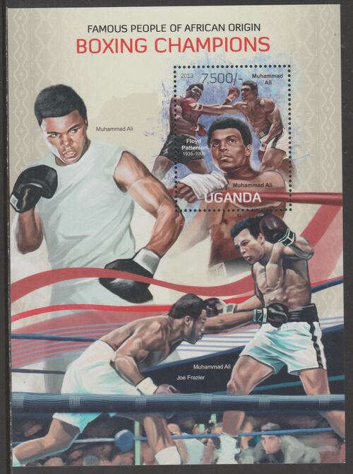 Uganda 2013 Boxing Champions perf souvenir sheet,containing 1 value unmounted mint.