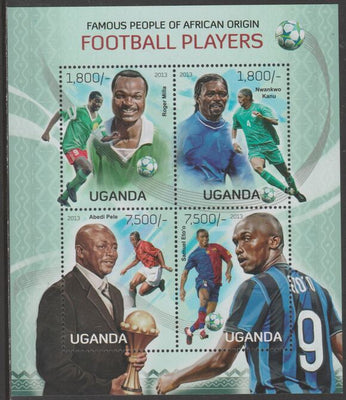 Uganda 2013 Football Pllayers perf sheetlet containing 4 values unmounted mint.