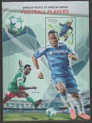 Uganda 2013 Football Pllayers,perf souvenir sheet,containing 1 value unmounted mint.