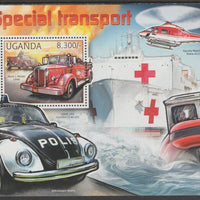 Uganda 2012 Special Transport perf souvenir sheet,containing 1 value unmounted mint.t..