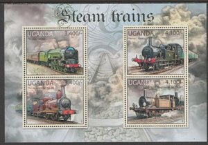 Uganda 2012 Steam Trains perf sheetlet containing 4 values unmounted mint.