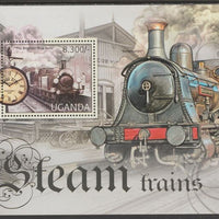 Uganda 2012 Steam Trains perf souvenir sheet,containing 1 value unmounted mint.t..