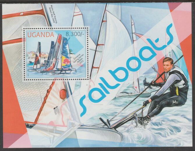 Uganda 2012 Sailboats perf souvenir sheet,containing 1 value unmounted mint.t..