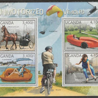 Uganda 2012 Unmotorized Vehicles perf sheetlet containing 4 values unmounted mint.
