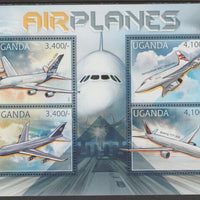 Uganda 2012 Airplanes perf sheetlet containing 4 values unmounted mint.