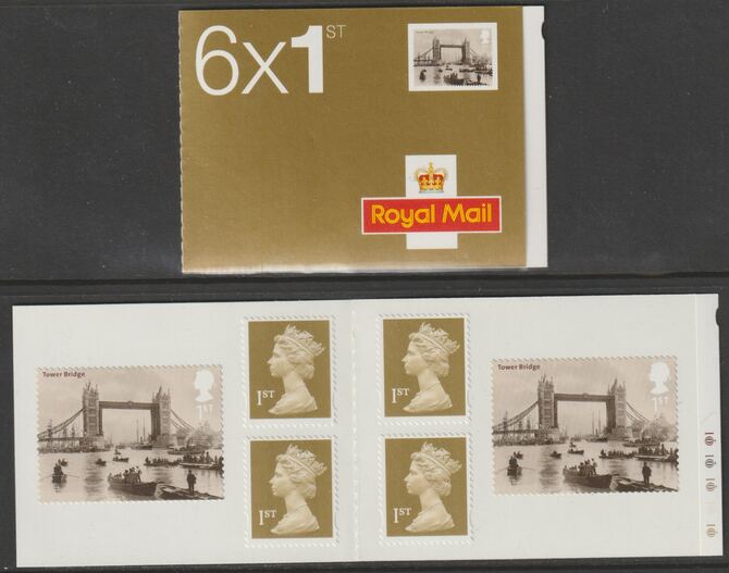 Great Britain 2002 Bridges of London Booklet with 4 x 1st class definitives plus 2 x Tower Bridge stamps SG PM7