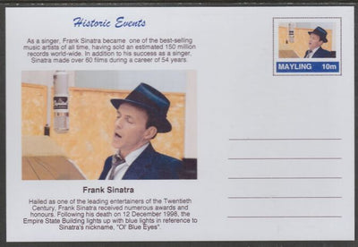 Mayling (Fantasy) Historic Events - Death of Frank Sinatra - glossy postal stationery card unused and fine
