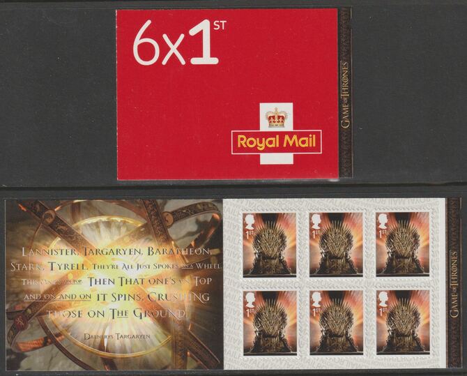 Great Britain 2018 Game of Thrones Booklet with 6 x 1st class stamps SG PM20